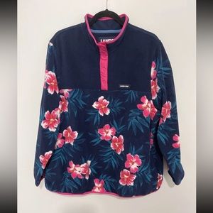 Lands End womens Fleece Floral pullover Sweater Size 2X